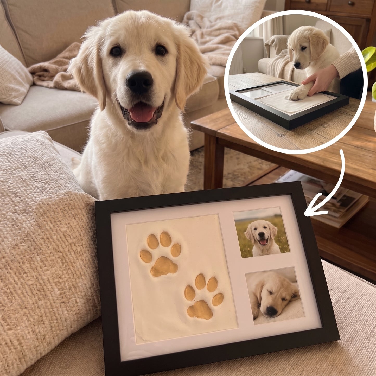 Kit Empreinte de Patte pour Chien – Argile + Cadre Inclus